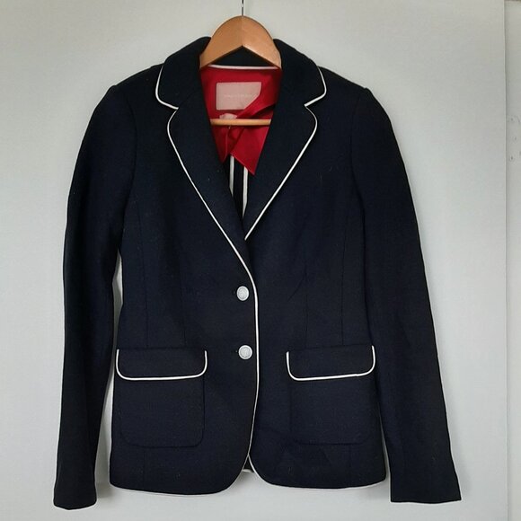 BANANA REPUBLIC - Piped Blazer - Navy - Size 4 - Picture 1 of 4